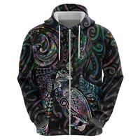 Aotearoa Moko Tribal Tattoo Hoodie New Zealand Maori Penguin and Fantail Paua Shell Style