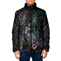 Aotearoa Moko Tribal Tattoo Padded Jacket New Zealand Maori Penguin and Fantail Paua Shell Style
