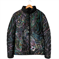 Aotearoa Moko Tribal Tattoo Padded Jacket New Zealand Maori Penguin and Fantail Paua Shell Style