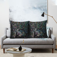 Aotearoa Moko Tribal Tattoo Pillow Cover New Zealand Maori Penguin and Fantail Paua Shell Style LT03 - Polynesian Pride