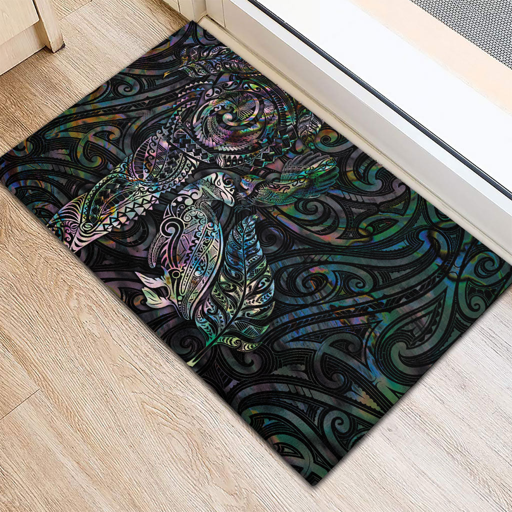 Aotearoa Moko Tribal Tattoo Rubber Doormat New Zealand Maori Penguin and Fantail Paua Shell Style