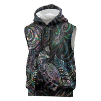 Aotearoa Moko Tribal Tattoo Sleeveless Hoodie New Zealand Maori Penguin and Fantail Paua Shell Style