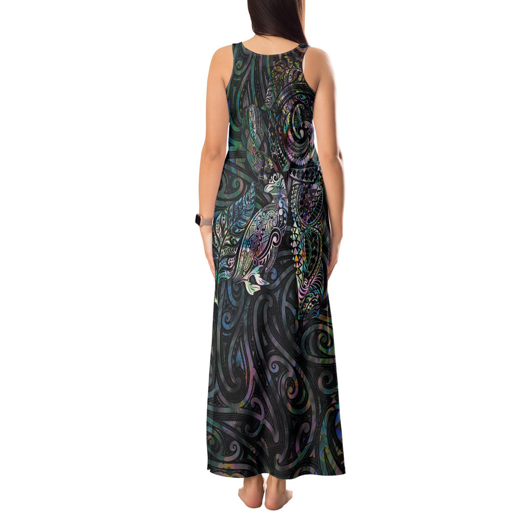 Aotearoa Moko Tribal Tattoo Tank Maxi Dress New Zealand Maori Penguin and Fantail Paua Shell Style