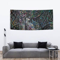 Aotearoa Moko Tribal Tattoo Tapestry New Zealand Maori Penguin and Fantail Paua Shell Style