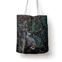 Aotearoa Moko Tribal Tattoo Tote Bag New Zealand Maori Penguin and Fantail Paua Shell Style