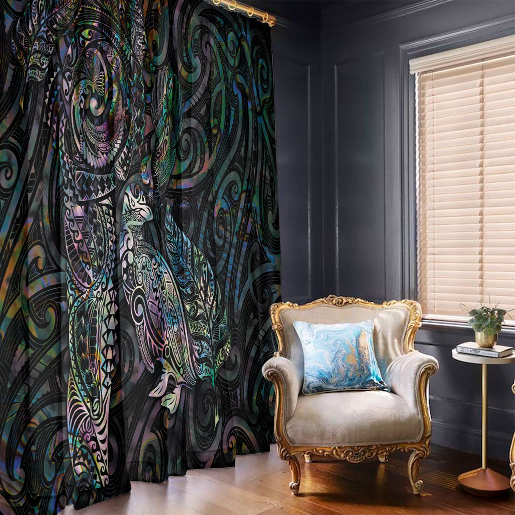 Aotearoa Moko Tribal Tattoo Window Curtain New Zealand Maori Penguin and Fantail Paua Shell Style