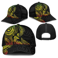 Aotearoa Moko Tribal Tattoo Baseball Net Cap New Zealand Maori Penguin and Fantail Reggae Style
