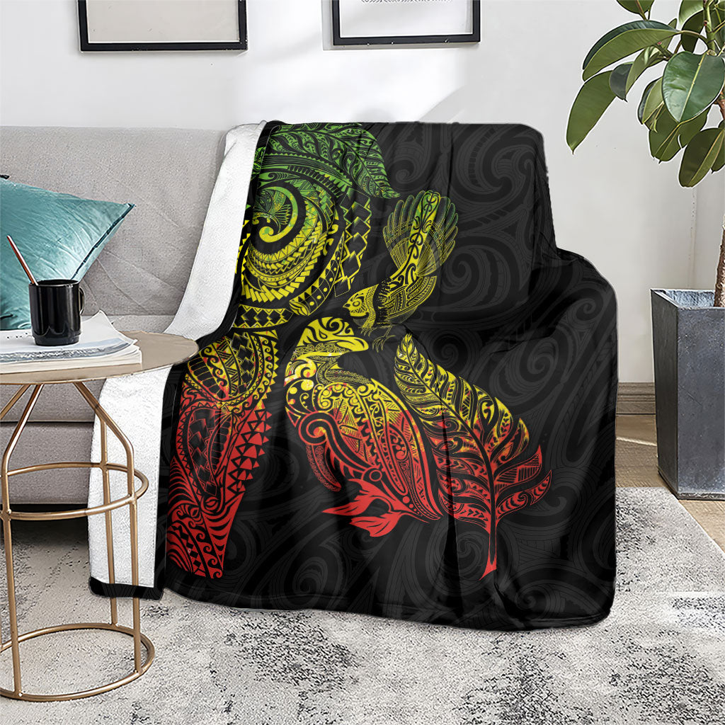 Aotearoa Moko Tribal Tattoo Blanket New Zealand Maori Penguin and Fantail Reggae Style