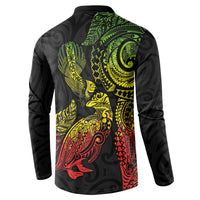 Aotearoa Moko Tribal Tattoo Button Sweatshirt New Zealand Maori Penguin and Fantail Reggae Style