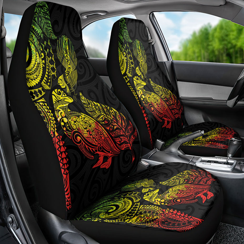 Aotearoa Moko Tribal Tattoo Car Seat Cover New Zealand Maori Penguin and Fantail Reggae Style