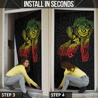 Aotearoa Moko Tribal Tattoo Door Cover New Zealand Maori Penguin and Fantail Reggae Style