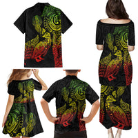Aotearoa Moko Tribal Tattoo Family Matching Puletasi and Hawaiian Shirt New Zealand Maori Penguin and Fantail Reggae Style
