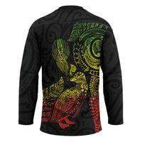 Aotearoa Moko Tribal Tattoo Hockey Jersey New Zealand Maori Penguin and Fantail Reggae Style