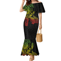 Aotearoa Moko Tribal Tattoo Mermaid Dress New Zealand Maori Penguin and Fantail Reggae Style