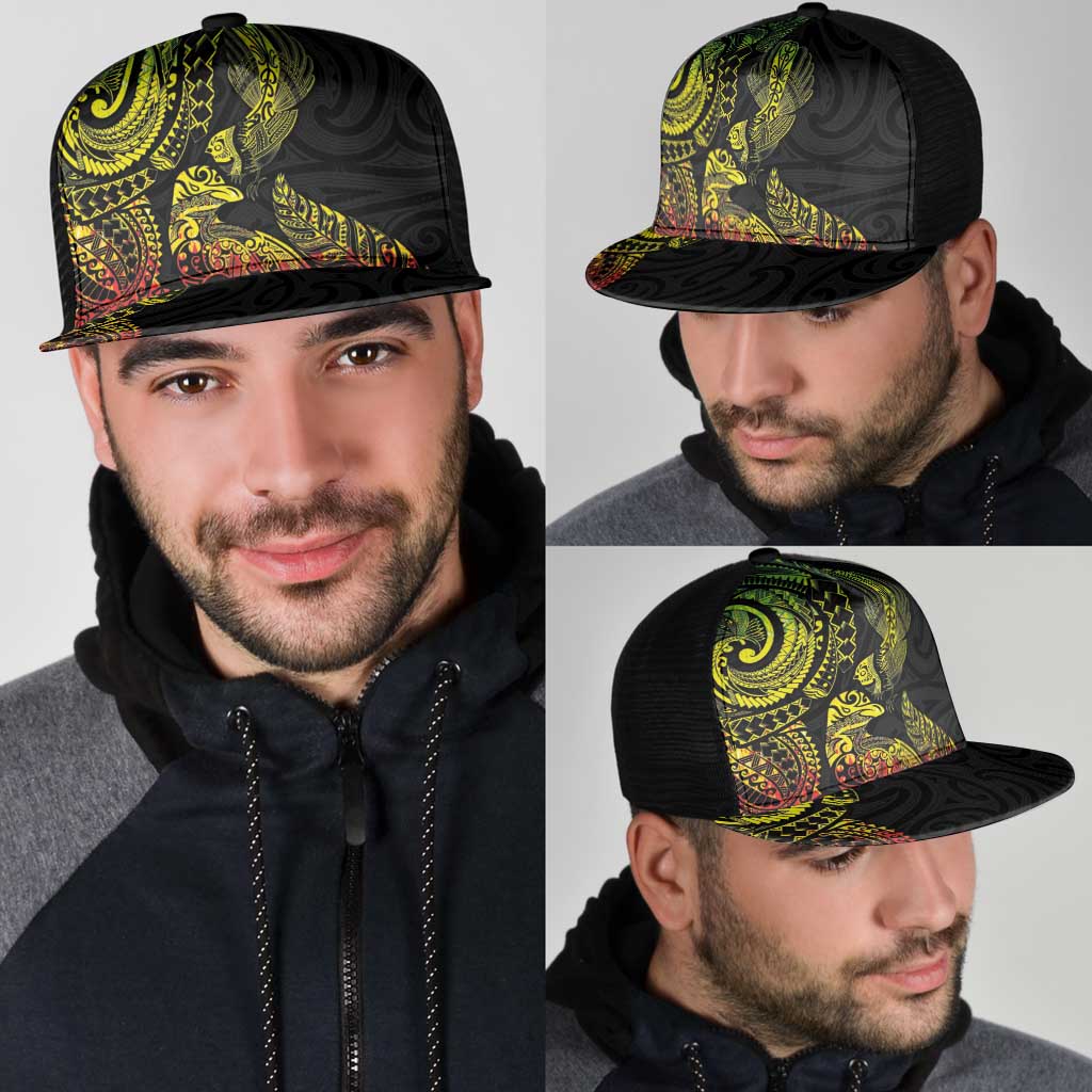 Aotearoa Moko Tribal Tattoo Mesh Trucker Cap New Zealand Maori Penguin and Fantail Reggae Style