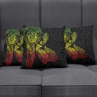 Aotearoa Moko Tribal Tattoo Pillow Cover New Zealand Maori Penguin and Fantail Reggae Style