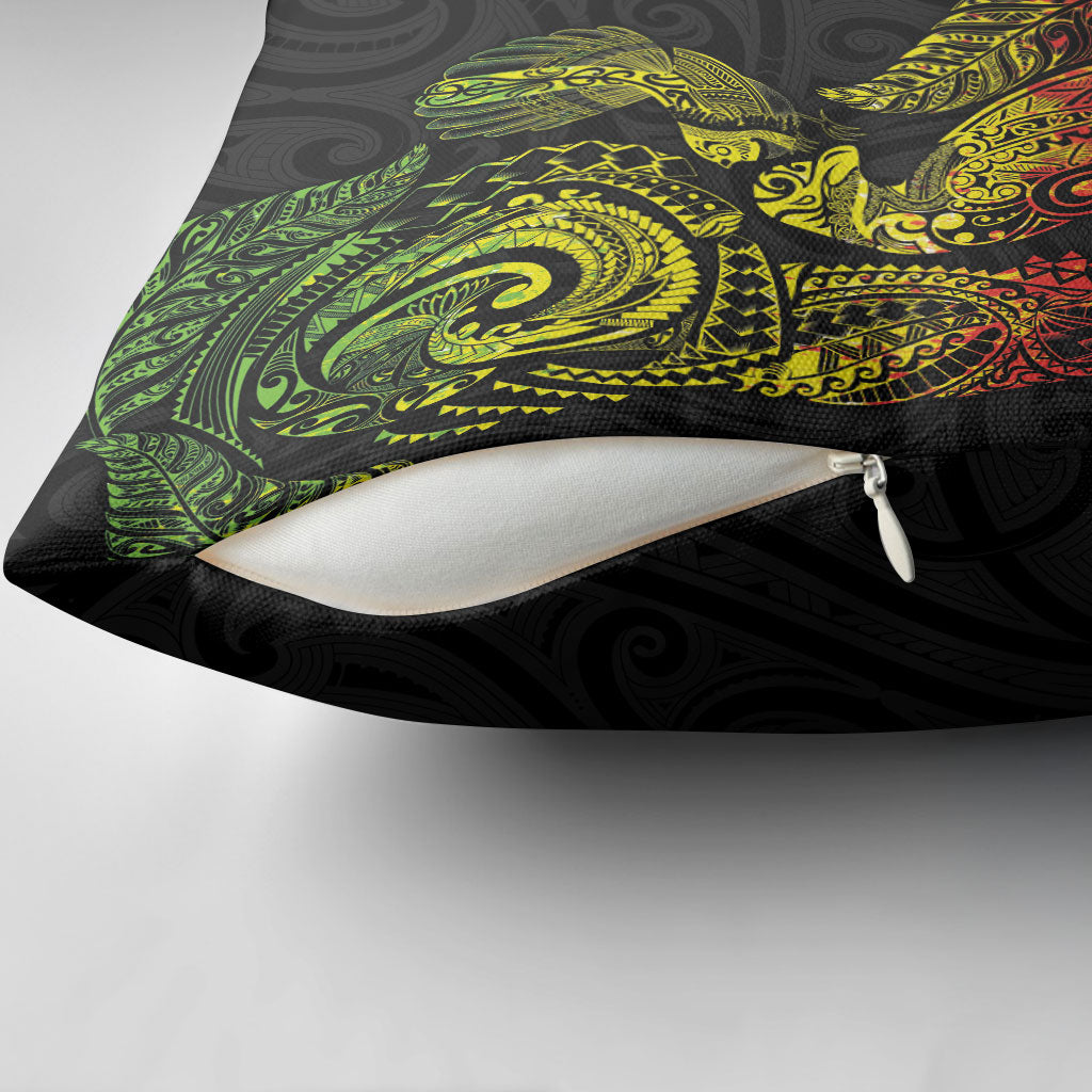 Aotearoa Moko Tribal Tattoo Pillow Cover New Zealand Maori Penguin and Fantail Reggae Style