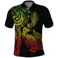 Aotearoa Moko Tribal Tattoo Polo Shirt New Zealand Maori Penguin and Fantail Reggae Style