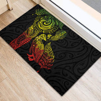 Aotearoa Moko Tribal Tattoo Rubber Doormat New Zealand Maori Penguin and Fantail Reggae Style