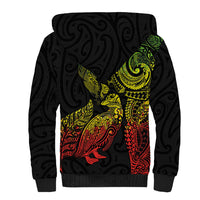 Aotearoa Moko Tribal Tattoo Sherpa Hoodie New Zealand Maori Penguin and Fantail Reggae Style