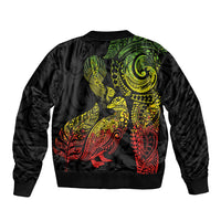 Aotearoa Moko Tribal Tattoo Sleeve Zip Bomber Jacket New Zealand Maori Penguin and Fantail Reggae Style