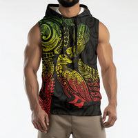 Aotearoa Moko Tribal Tattoo Sleeveless Hoodie New Zealand Maori Penguin and Fantail Reggae Style