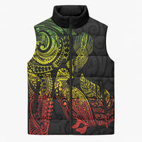 Aotearoa Moko Tribal Tattoo Sleeveless Puffer Jacket New Zealand Maori Penguin and Fantail Reggae Style