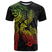 Aotearoa Moko Tribal Tattoo T Shirt New Zealand Maori Penguin and Fantail Reggae Style LT03 Multicolor - Polynesian Pride