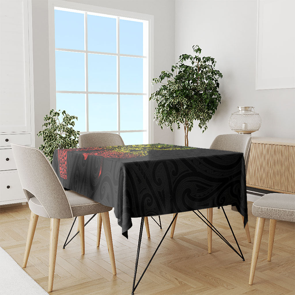 Aotearoa Moko Tribal Tattoo Tablecloth New Zealand Maori Penguin and Fantail Reggae Style