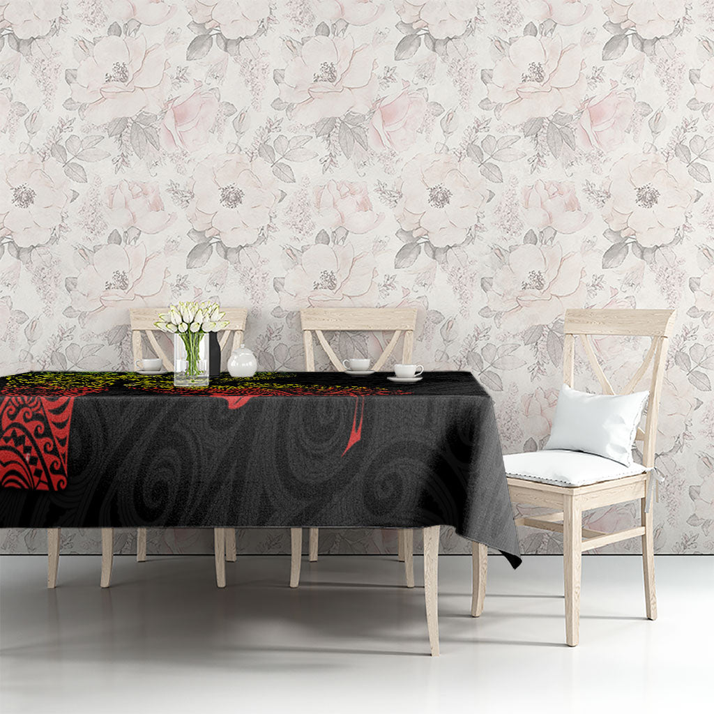 Aotearoa Moko Tribal Tattoo Tablecloth New Zealand Maori Penguin and Fantail Reggae Style