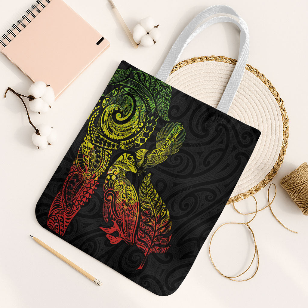 Aotearoa Moko Tribal Tattoo Tote Bag New Zealand Maori Penguin and Fantail Reggae Style