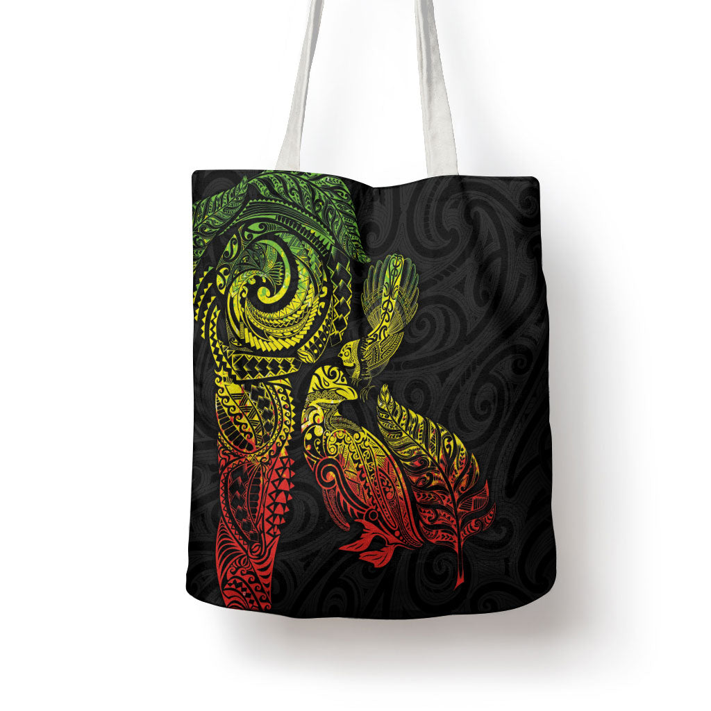 Aotearoa Moko Tribal Tattoo Tote Bag New Zealand Maori Penguin and Fantail Reggae Style