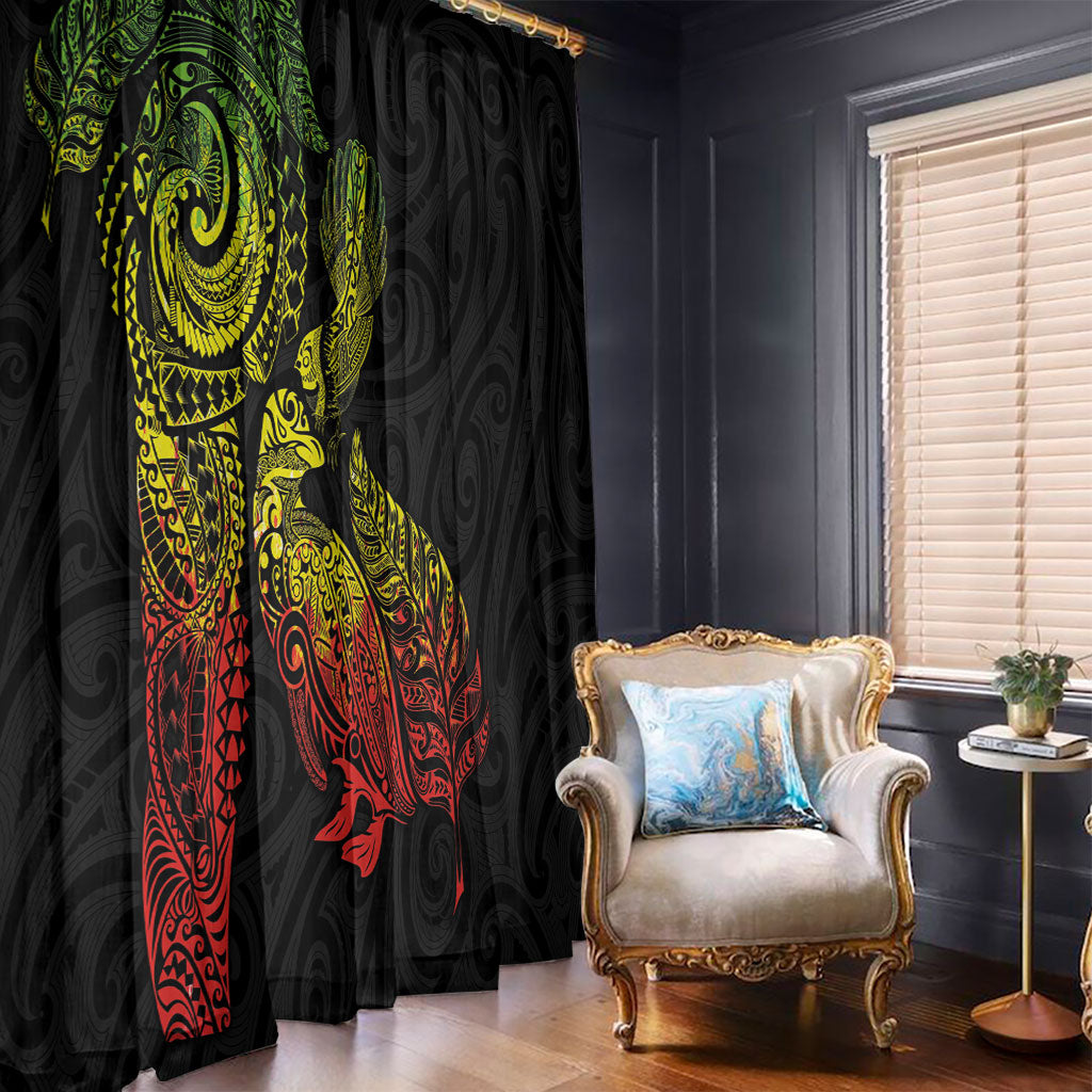 Aotearoa Moko Tribal Tattoo Window Curtain New Zealand Maori Penguin and Fantail Reggae Style