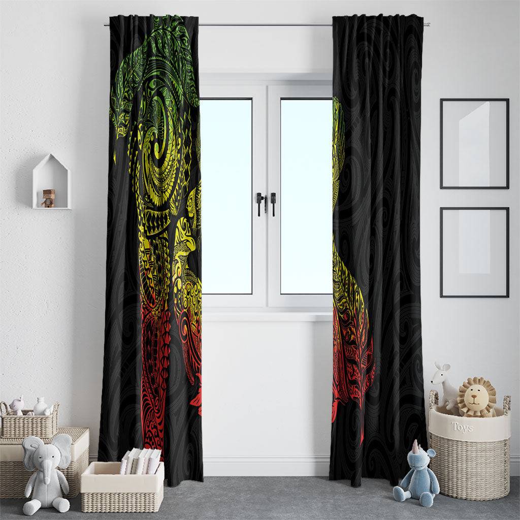Aotearoa Moko Tribal Tattoo Window Curtain New Zealand Maori Penguin and Fantail Reggae Style