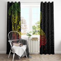 Aotearoa Moko Tribal Tattoo Window Curtain New Zealand Maori Penguin and Fantail Reggae Style