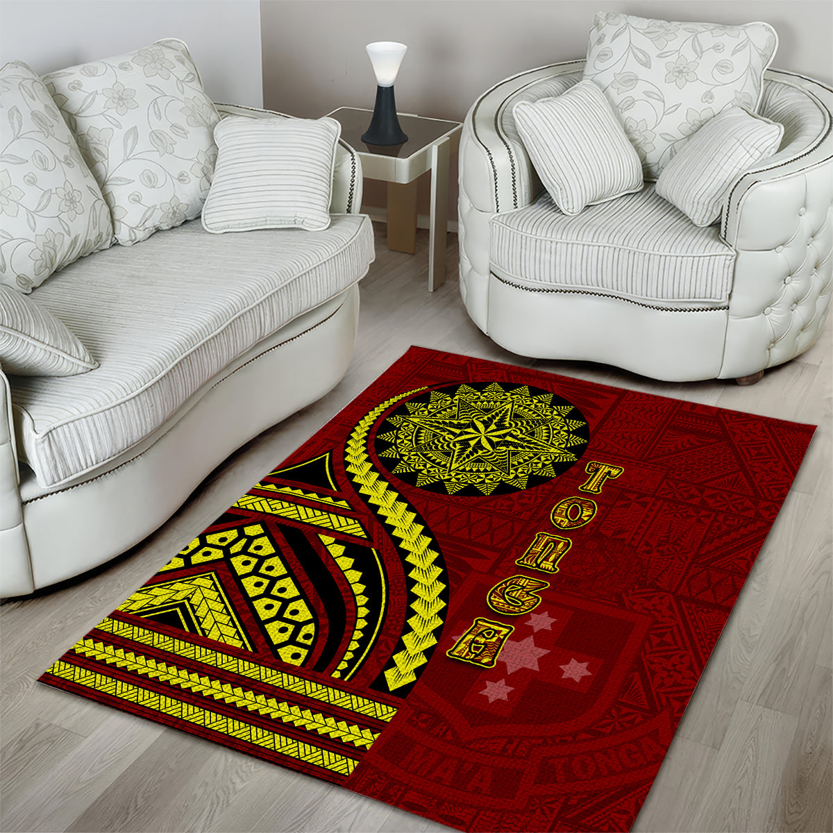 Kolisi Tonga Atele Area Rug Ngatu and Polynesian Pattern