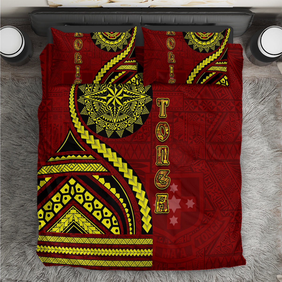 Kolisi Tonga Atele Bedding Set Ngatu and Polynesian Pattern LT03 Red - Polynesian Pride