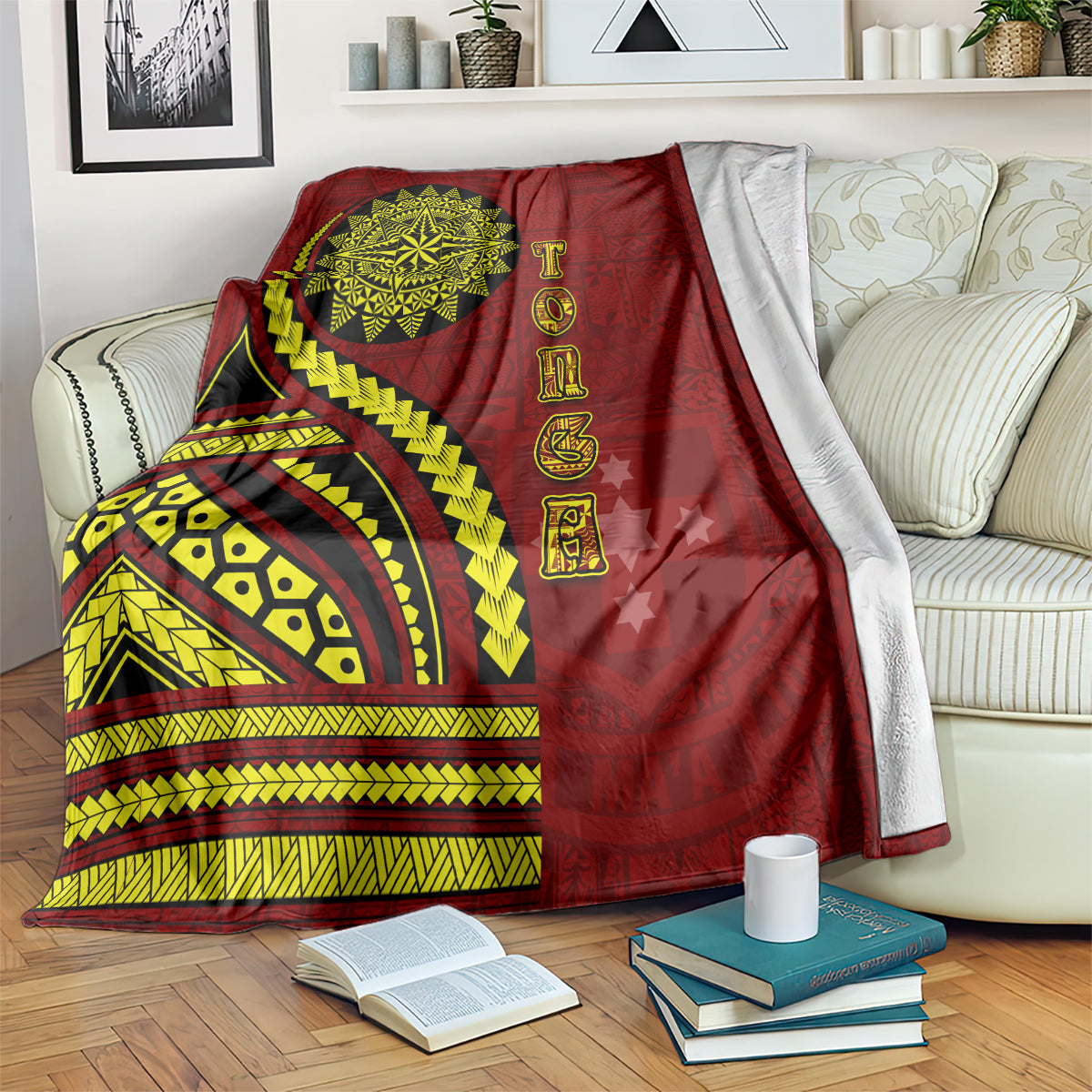 Kolisi Tonga Atele Blanket Ngatu and Polynesian Pattern LT03 Red - Polynesian Pride