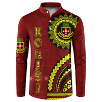 Kolisi Tonga Atele Button Sweatshirt Ngatu and Polynesian Pattern LT03 Red - Polynesian Pride