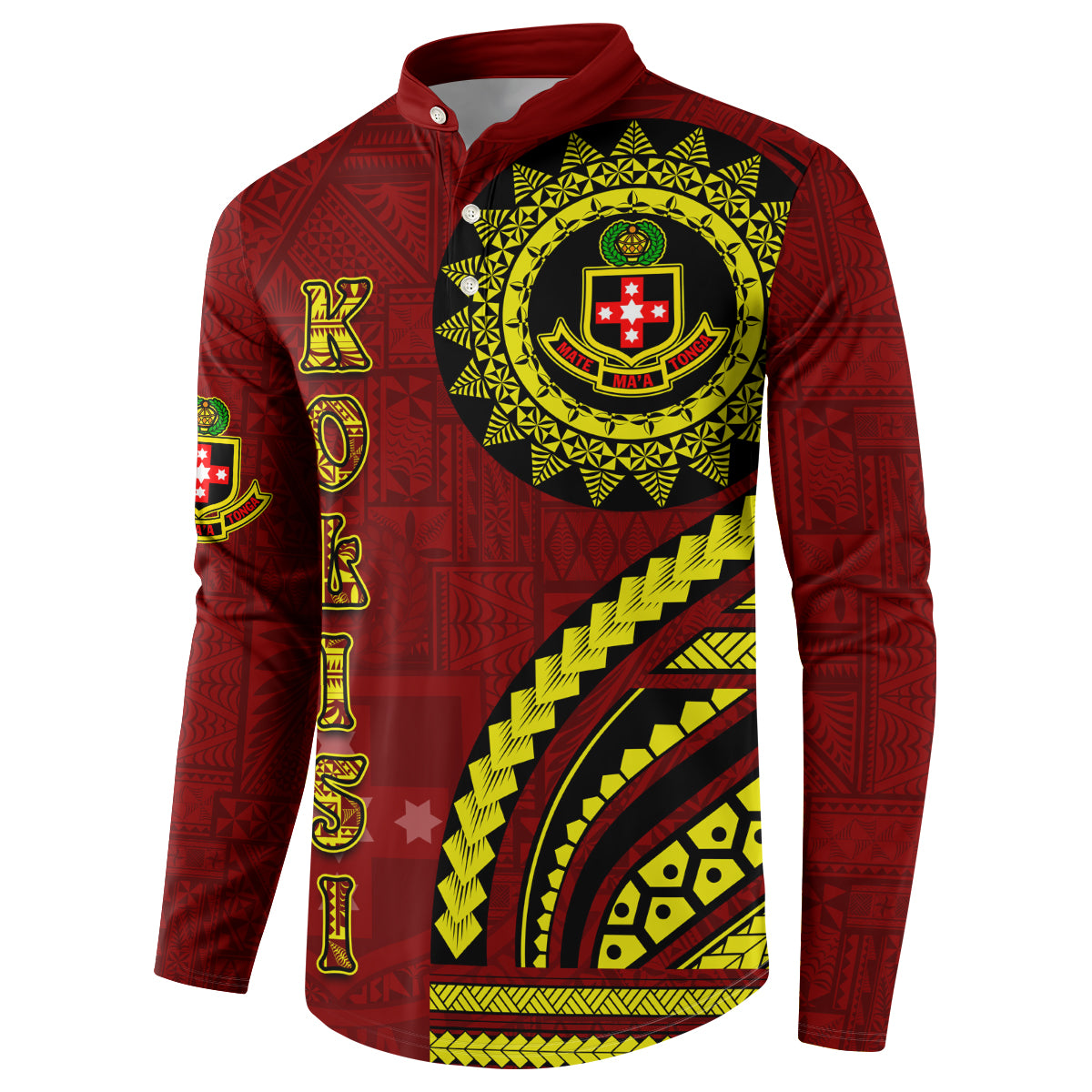 Kolisi Tonga Atele Button Sweatshirt Ngatu and Polynesian Pattern LT03 - Polynesian Pride