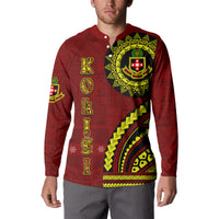 Kolisi Tonga Atele Button Sweatshirt Ngatu and Polynesian Pattern LT03 - Polynesian Pride