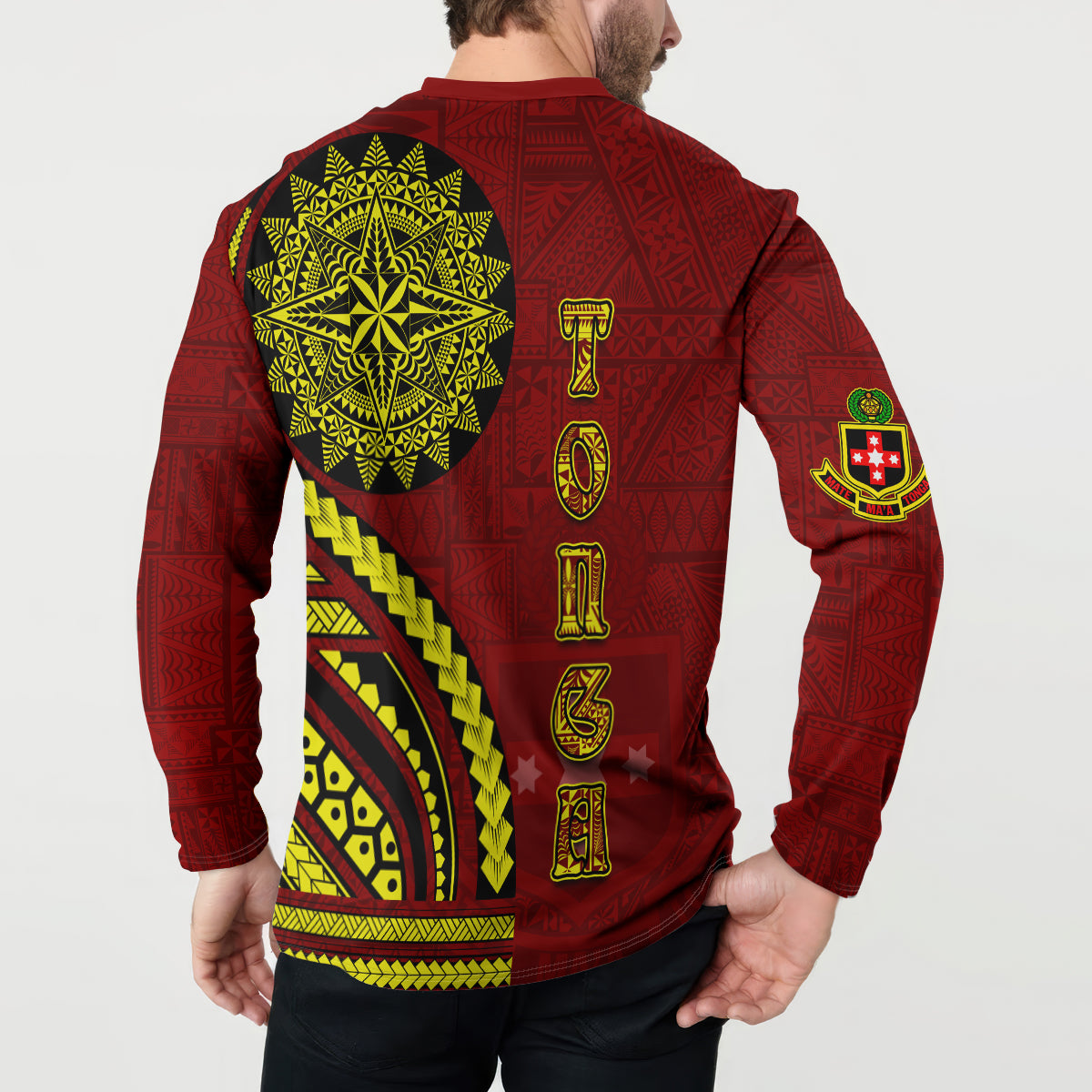 Kolisi Tonga Atele Button Sweatshirt Ngatu and Polynesian Pattern LT03 - Polynesian Pride