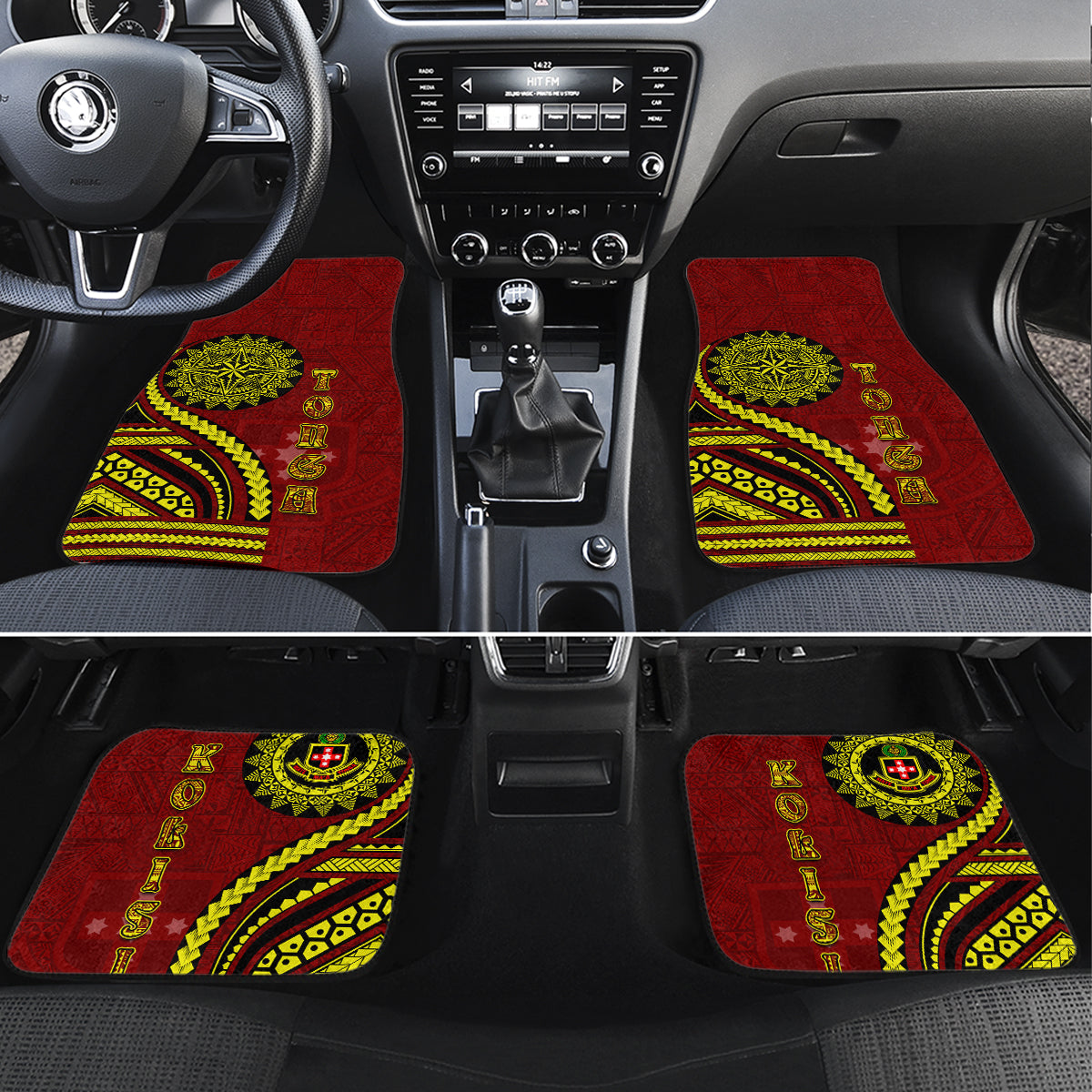 Kolisi Tonga Atele Car Mats Ngatu and Polynesian Pattern LT03 Set 4pcs Red - Polynesian Pride