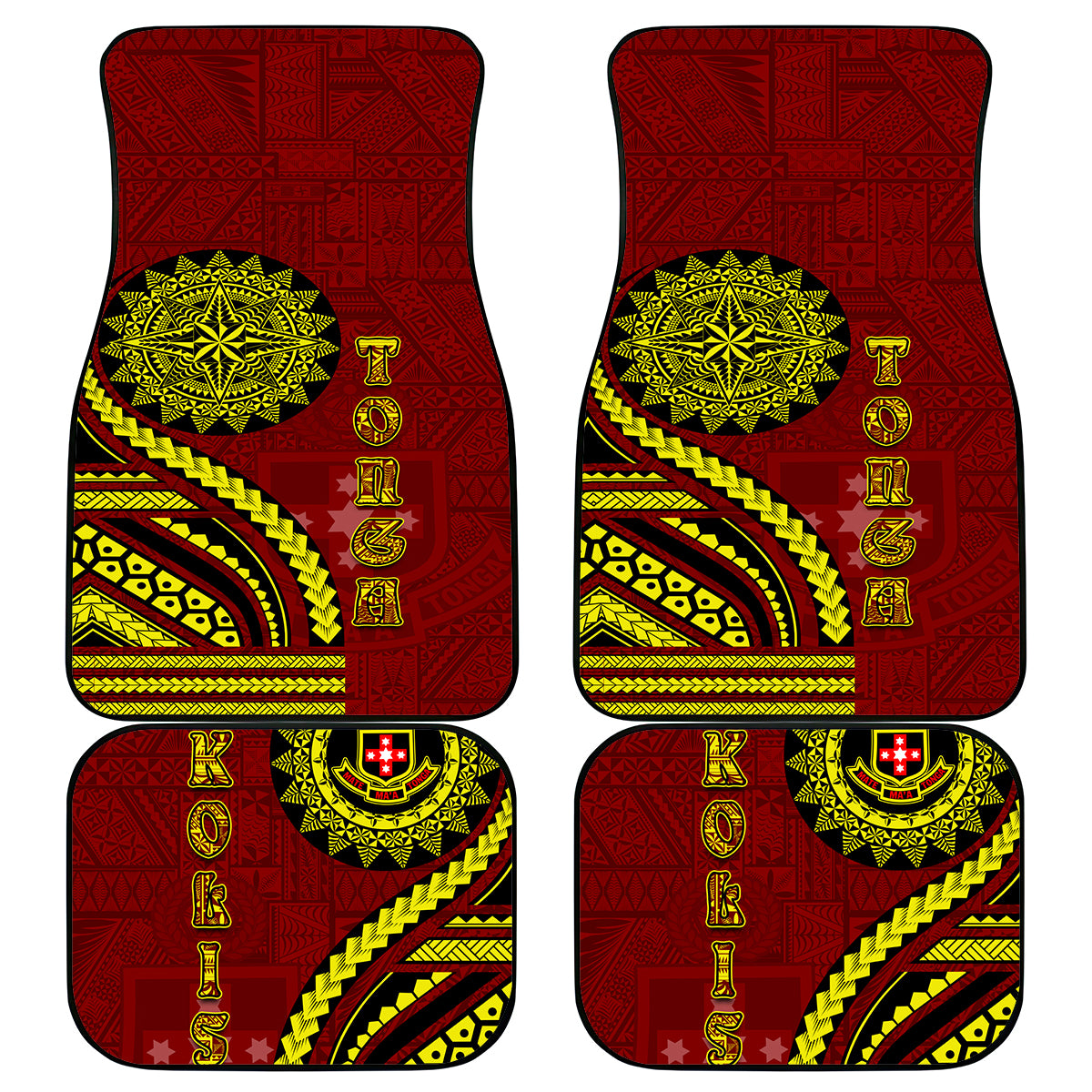 Kolisi Tonga Atele Car Mats Ngatu and Polynesian Pattern LT03 - Polynesian Pride