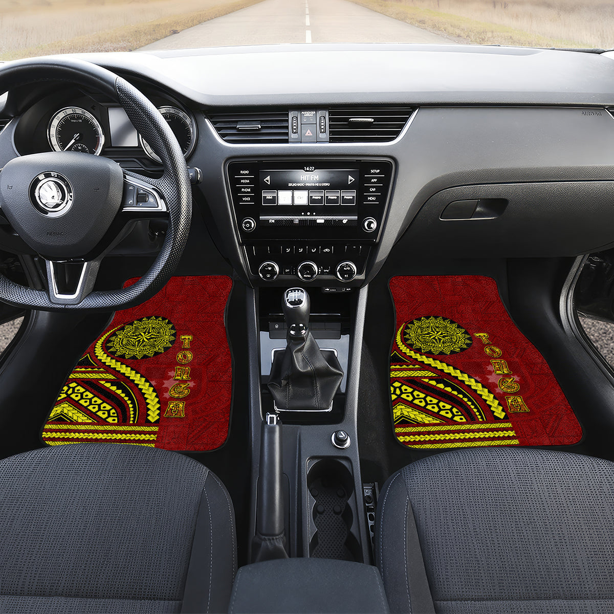 Kolisi Tonga Atele Car Mats Ngatu and Polynesian Pattern LT03 Set 2pcs - Front Red - Polynesian Pride