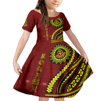 Kolisi Tonga Atele Family Matching Mermaid Dress and Hawaiian Shirt Ngatu and Polynesian Pattern LT03 Daughter's Dress Red - Polynesian Pride
