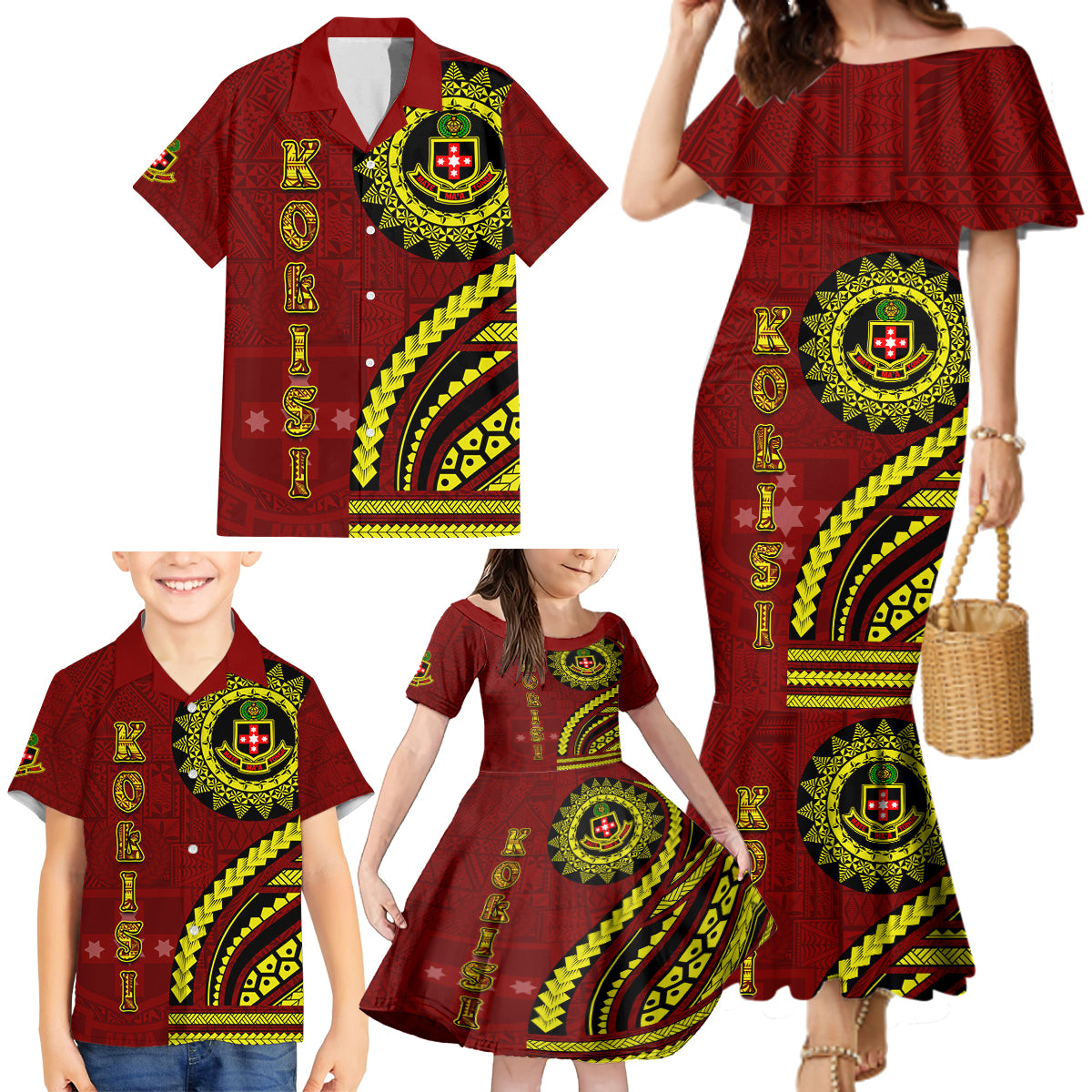 Kolisi Tonga Atele Family Matching Mermaid Dress and Hawaiian Shirt Ngatu and Polynesian Pattern LT03 - Polynesian Pride