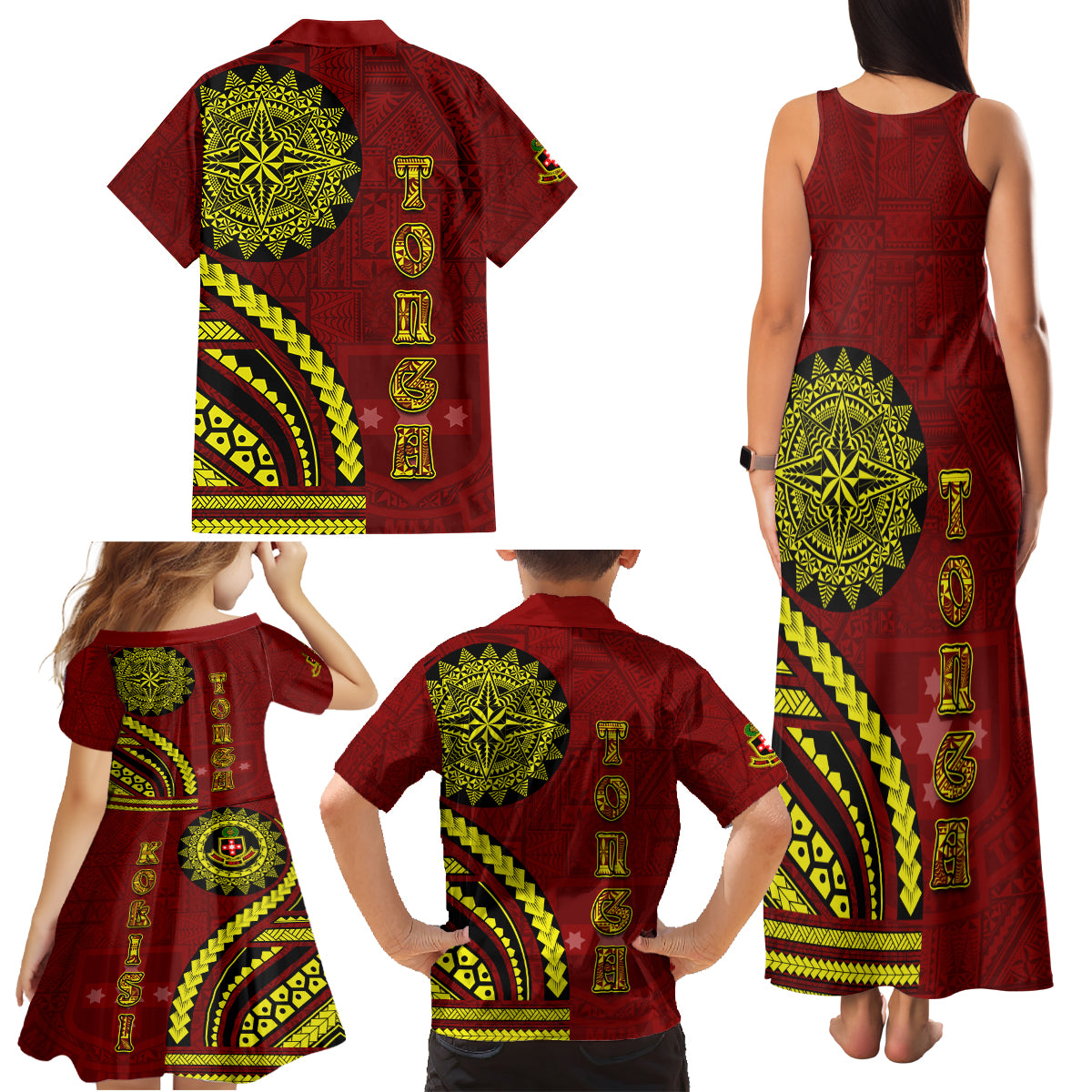 Kolisi Tonga Atele Family Matching Tank Maxi Dress and Hawaiian Shirt Ngatu and Polynesian Pattern LT03 - Polynesian Pride