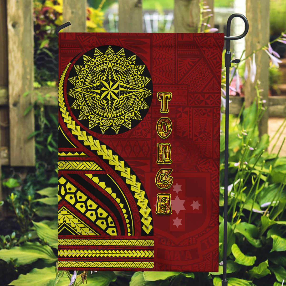 Kolisi Tonga Atele Garden Flag Ngatu and Polynesian Pattern LT03 Garden Flag Red - Polynesian Pride