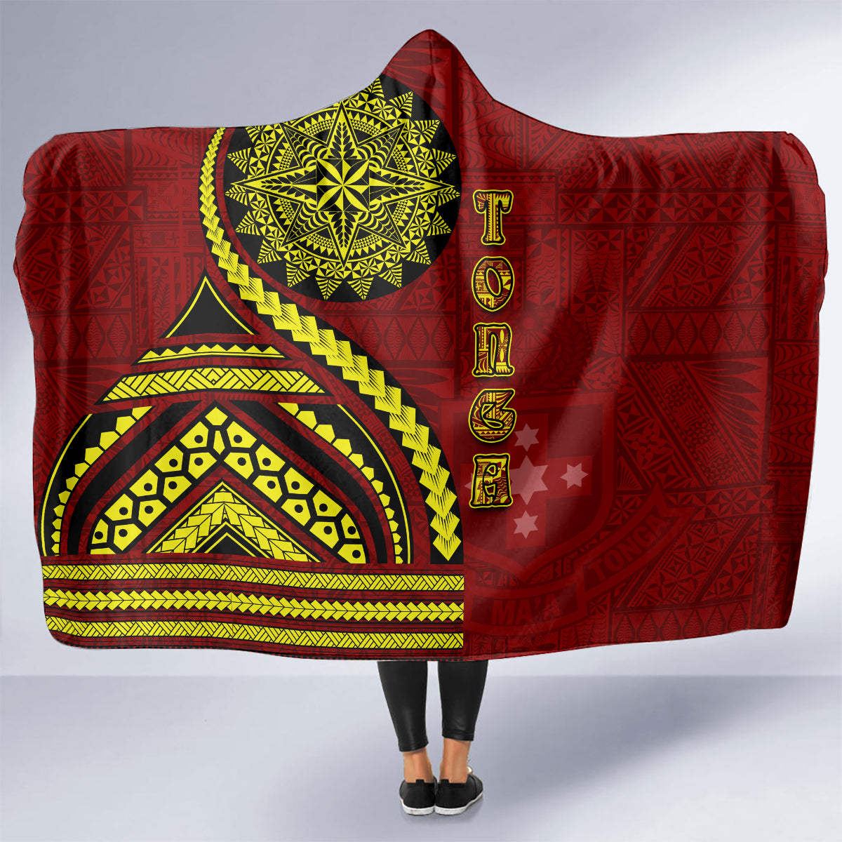 Kolisi Tonga Atele Hooded Blanket Ngatu and Polynesian Pattern LT03 - Polynesian Pride